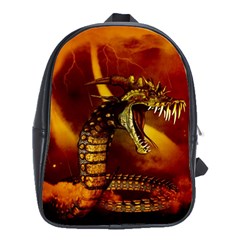 Awesome Dinosaur, Konda In The Night School Bag (large) by FantasyWorld7