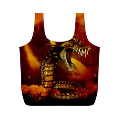 Awesome Dinosaur, Konda In The Night Full Print Recycle Bag (m) by FantasyWorld7