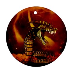 Awesome Dinosaur, Konda In The Night Ornament (round) by FantasyWorld7