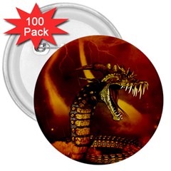 Awesome Dinosaur, Konda In The Night 3  Buttons (100 Pack)  by FantasyWorld7