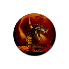 Awesome Dinosaur, Konda In The Night Rubber Coaster (round)  by FantasyWorld7