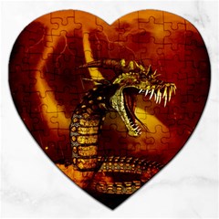 Awesome Dinosaur, Konda In The Night Jigsaw Puzzle (heart) by FantasyWorld7