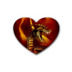 Awesome Dinosaur, Konda In The Night Rubber Coaster (heart)  by FantasyWorld7