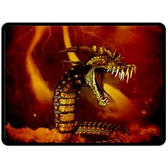 Awesome Dinosaur, Konda In The Night Fleece Blanket (large)  by FantasyWorld7