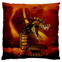 Awesome Dinosaur, Konda In The Night Large Flano Cushion Case (one Side) by FantasyWorld7