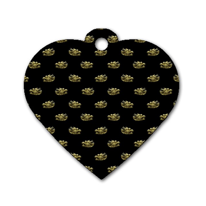 Dragon Head Motif Pattern Design Dog Tag Heart (Two Sides)