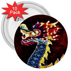 Dragon Lights Main Dragon 3  Buttons (10 Pack)  by Riverwoman