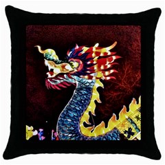 Dragon Lights Main Dragon Throw Pillow Case (black) by Riverwoman