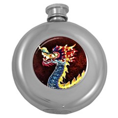 Dragon Lights Main Dragon Round Hip Flask (5 Oz) by Riverwoman