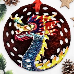 Dragon Lights Main Dragon Round Filigree Ornament (two Sides) by Riverwoman