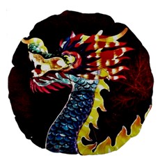 Dragon Lights Main Dragon Large 18  Premium Round Cushions by Riverwoman