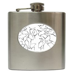 Katsushika Hokusai, Egrets From Quick Lessons In Simplified Drawing Hip Flask (6 Oz) by Valentinaart