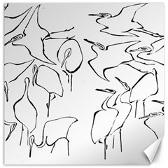 Katsushika Hokusai, Egrets From Quick Lessons In Simplified Drawing Canvas 12  X 12  by Valentinaart