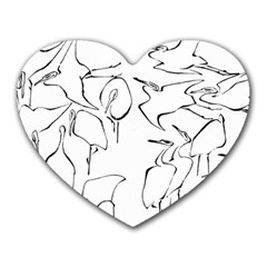 Katsushika Hokusai, Egrets From Quick Lessons In Simplified Drawing Heart Mousepads by Valentinaart