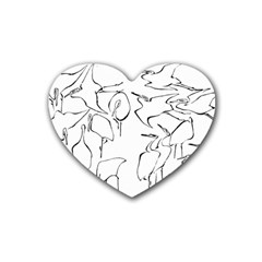 Katsushika Hokusai, Egrets From Quick Lessons In Simplified Drawing Heart Coaster (4 Pack)  by Valentinaart