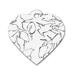 Katsushika Hokusai, Egrets From Quick Lessons In Simplified Drawing Dog Tag Heart (one Side) by Valentinaart