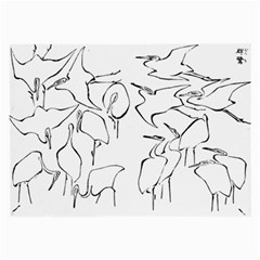 Katsushika Hokusai, Egrets From Quick Lessons In Simplified Drawing Large Glasses Cloth by Valentinaart