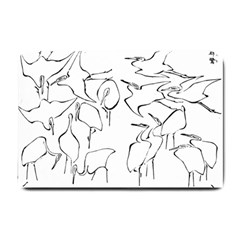 Katsushika Hokusai, Egrets From Quick Lessons In Simplified Drawing Small Doormat  by Valentinaart