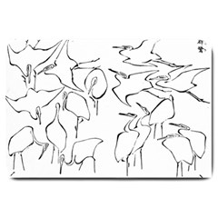 Katsushika Hokusai, Egrets From Quick Lessons In Simplified Drawing Large Doormat  by Valentinaart