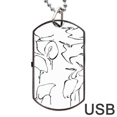 Katsushika Hokusai, Egrets From Quick Lessons In Simplified Drawing Dog Tag Usb Flash (one Side) by Valentinaart