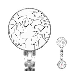 Katsushika Hokusai, Egrets From Quick Lessons In Simplified Drawing Stainless Steel Nurses Watch by Valentinaart