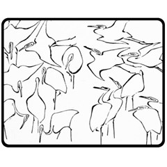 Katsushika Hokusai, Egrets From Quick Lessons In Simplified Drawing Double Sided Fleece Blanket (medium)  by Valentinaart