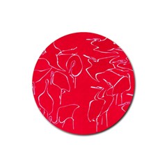 Katsushika Hokusai, Egrets From Quick Lessons In Simplified Drawing Rubber Coaster (round)  by Valentinaart