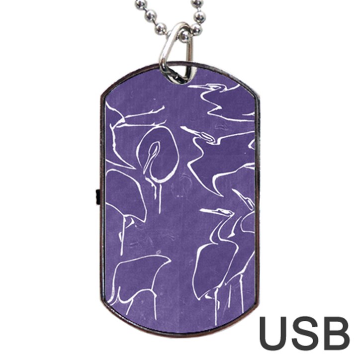 Katsushika Hokusai, Egrets from quick lessons in simplified drawing Dog Tag USB Flash (Two Sides)