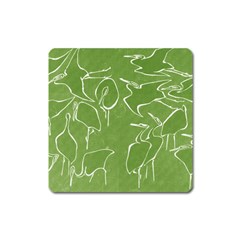 Katsushika Hokusai, Egrets From Quick Lessons In Simplified Drawing Square Magnet by Valentinaart