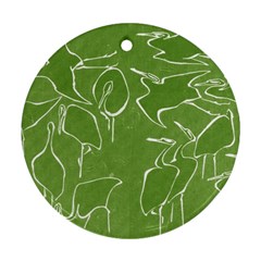 Katsushika Hokusai, Egrets From Quick Lessons In Simplified Drawing Round Ornament (two Sides) by Valentinaart