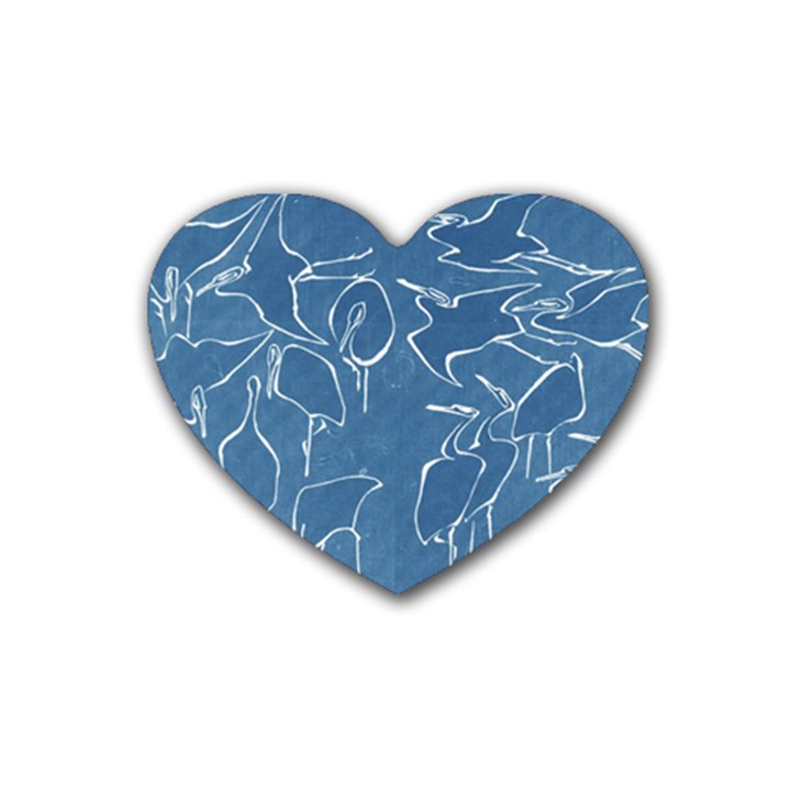 Katsushika Hokusai, Egrets from quick lessons in simplified drawing Rubber Coaster (Heart) 