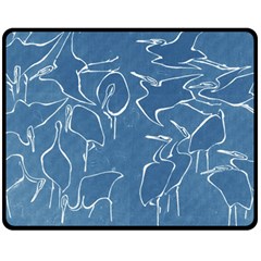 Katsushika Hokusai, Egrets From Quick Lessons In Simplified Drawing Double Sided Fleece Blanket (medium)  by Valentinaart