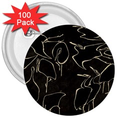 Katsushika Hokusai, Egrets From Quick Lessons In Simplified Drawing 3  Buttons (100 Pack)  by Valentinaart