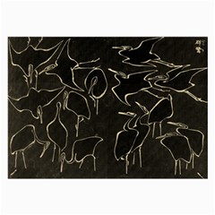 Katsushika Hokusai, Egrets From Quick Lessons In Simplified Drawing Large Glasses Cloth by Valentinaart