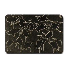 Katsushika Hokusai, Egrets From Quick Lessons In Simplified Drawing Small Doormat  by Valentinaart