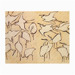 Katsushika Hokusai, Egrets From Quick Lessons In Simplified Drawing Small Glasses Cloth by Valentinaart