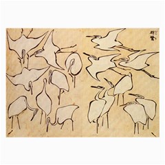 Katsushika Hokusai, Egrets From Quick Lessons In Simplified Drawing Large Glasses Cloth (2-side) by Valentinaart