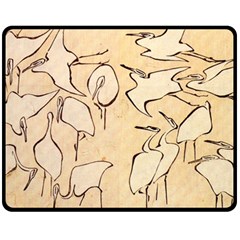 Katsushika Hokusai, Egrets From Quick Lessons In Simplified Drawing Fleece Blanket (medium)  by Valentinaart