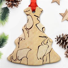 Katsushika Hokusai, Egrets From Quick Lessons In Simplified Drawing Christmas Tree Ornament (two Sides) by Valentinaart