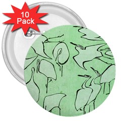 Katsushika Hokusai, Egrets From Quick Lessons In Simplified Drawing 3  Buttons (10 Pack)  by Valentinaart