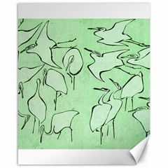 Katsushika Hokusai, Egrets From Quick Lessons In Simplified Drawing Canvas 16  X 20  by Valentinaart