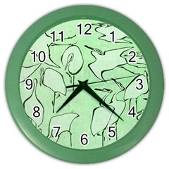 Katsushika Hokusai, Egrets From Quick Lessons In Simplified Drawing Color Wall Clock by Valentinaart