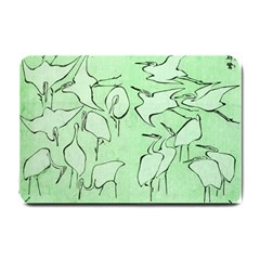 Katsushika Hokusai, Egrets From Quick Lessons In Simplified Drawing Small Doormat  by Valentinaart