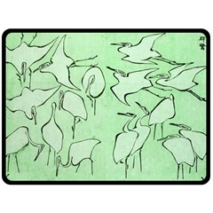 Katsushika Hokusai, Egrets From Quick Lessons In Simplified Drawing Double Sided Fleece Blanket (large)  by Valentinaart