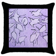 Katsushika Hokusai, Egrets From Quick Lessons In Simplified Drawing Throw Pillow Case (black) by Valentinaart