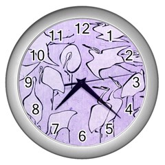 Katsushika Hokusai, Egrets From Quick Lessons In Simplified Drawing Wall Clock (silver) by Valentinaart