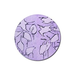 Katsushika Hokusai, Egrets From Quick Lessons In Simplified Drawing Rubber Coaster (round)  by Valentinaart