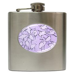 Katsushika Hokusai, Egrets From Quick Lessons In Simplified Drawing Hip Flask (6 Oz) by Valentinaart