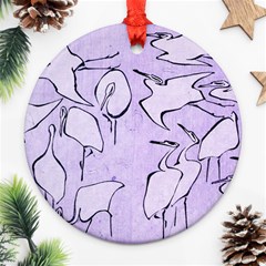 Katsushika Hokusai, Egrets From Quick Lessons In Simplified Drawing Round Ornament (two Sides) by Valentinaart