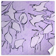 Katsushika Hokusai, Egrets From Quick Lessons In Simplified Drawing Canvas 12  X 12  by Valentinaart